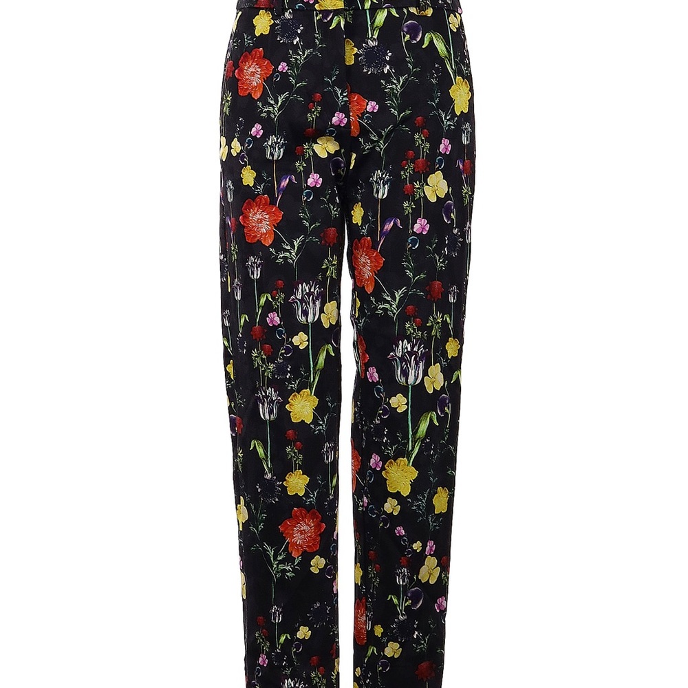 H&M black floral Chino dress pant Mid Rise